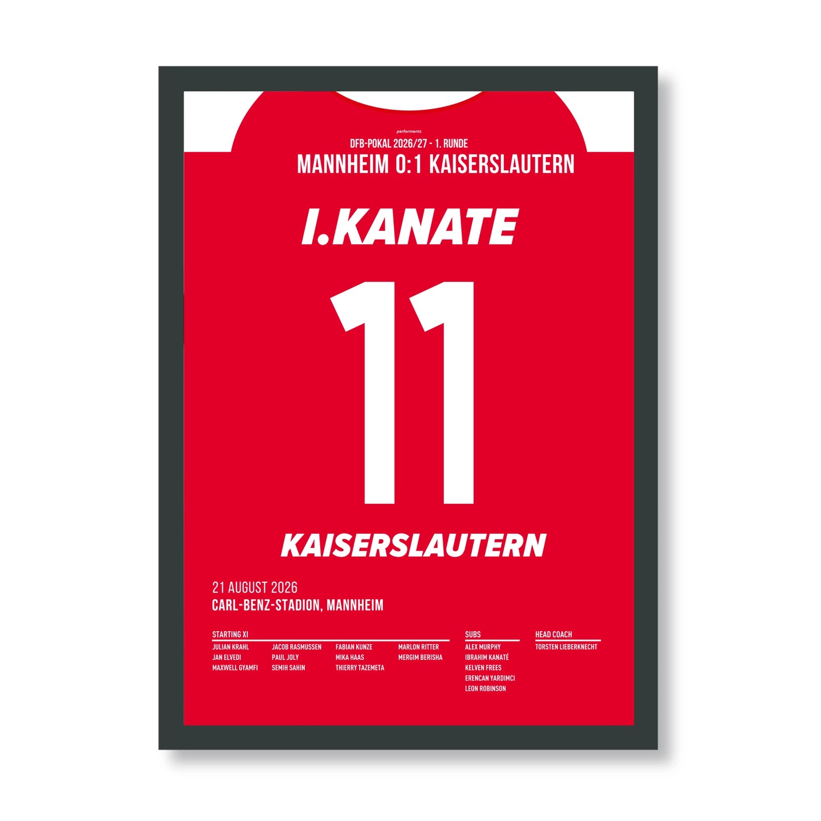 Kanate Kaiserslautern Poster mit schwarzem Rahmen