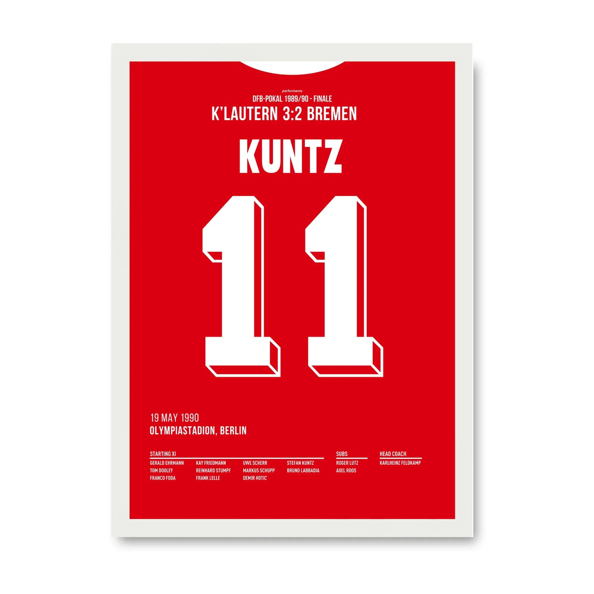 Kuntz Kaiserslautern Poster mit weissem Rahmen