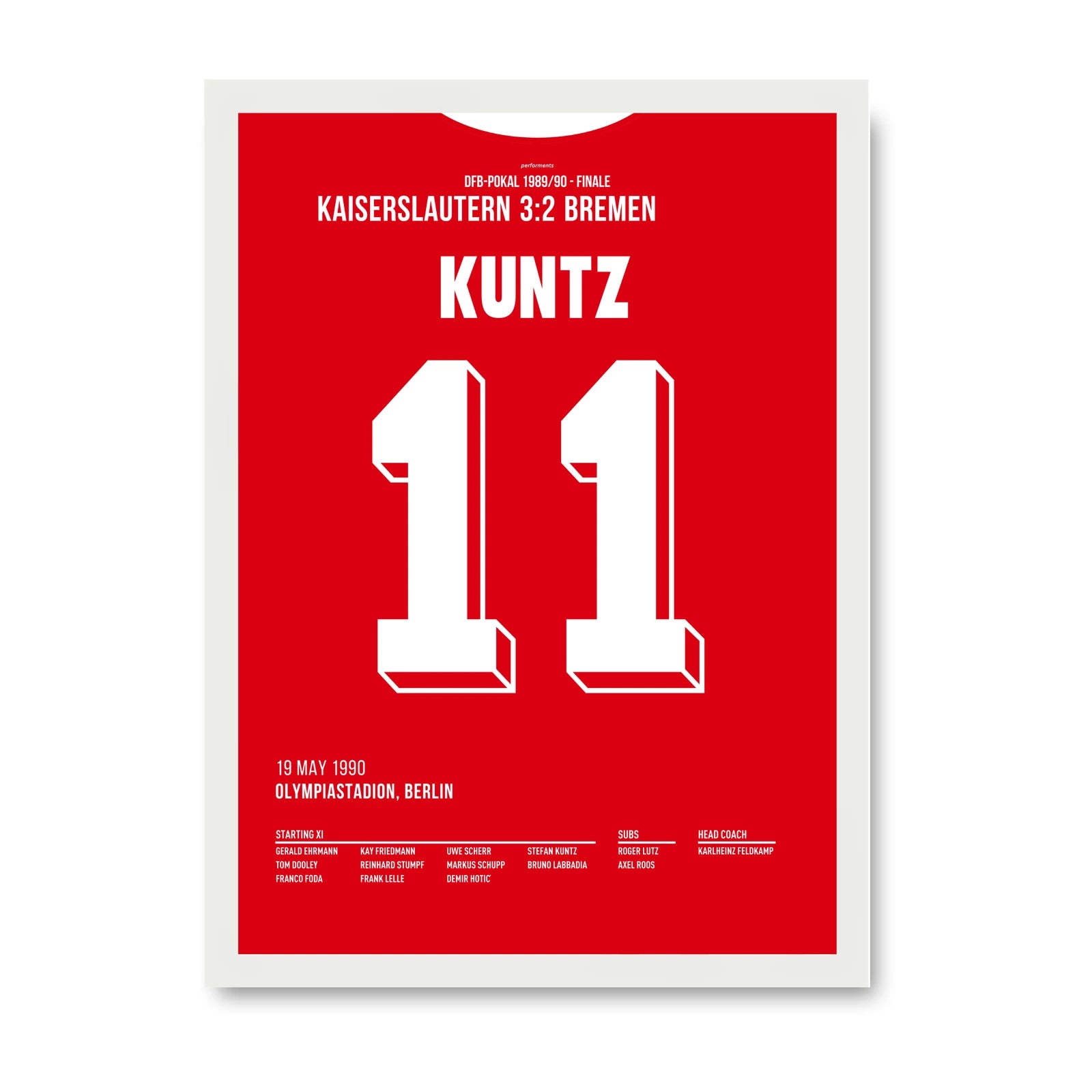 Kuntz Kaiserslautern Poster mit weissem Rahmen
