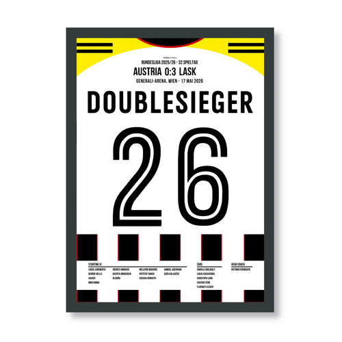 LASK Doublesieger Poster – 0:3 bei Austria, schwarzer Rahmen