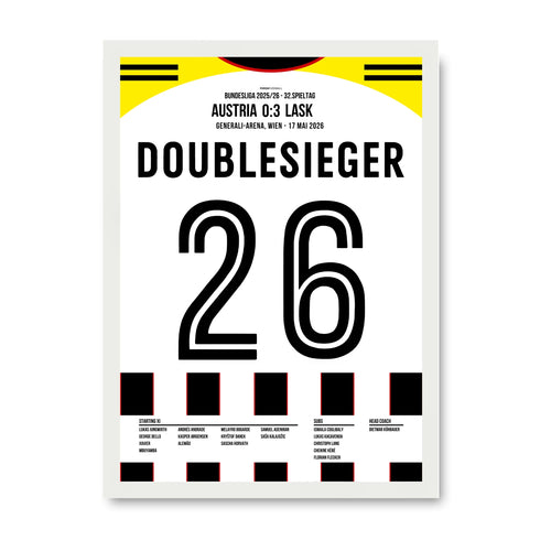 LASK Doublesieger Poster – 0:3 bei Austria, weisser Rahmen