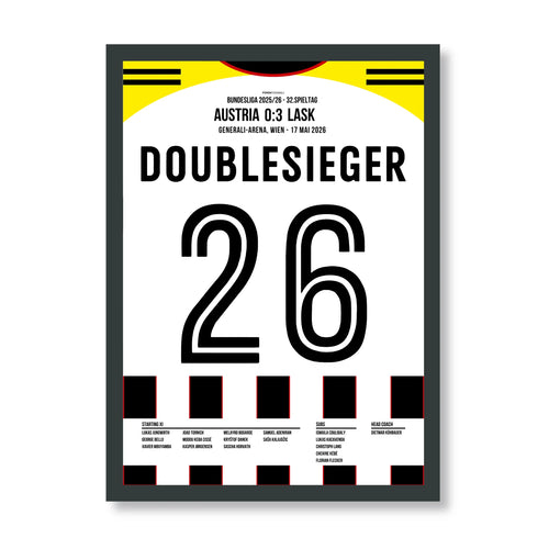LASK Doublesieger Poster – 0:3 bei Austria, schwarzer Rahmen