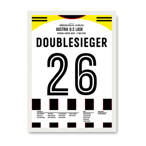 LASK Doublesieger Poster – 0:3 bei Austria, weisser Rahmen