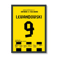 Lewandowski Dortmund Poster – Viererpack gegen Real Madrid, schwarzer Rahmen