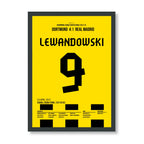 Lewandowski Dortmund Poster – Viererpack gegen Real Madrid, schwarzer Rahmen