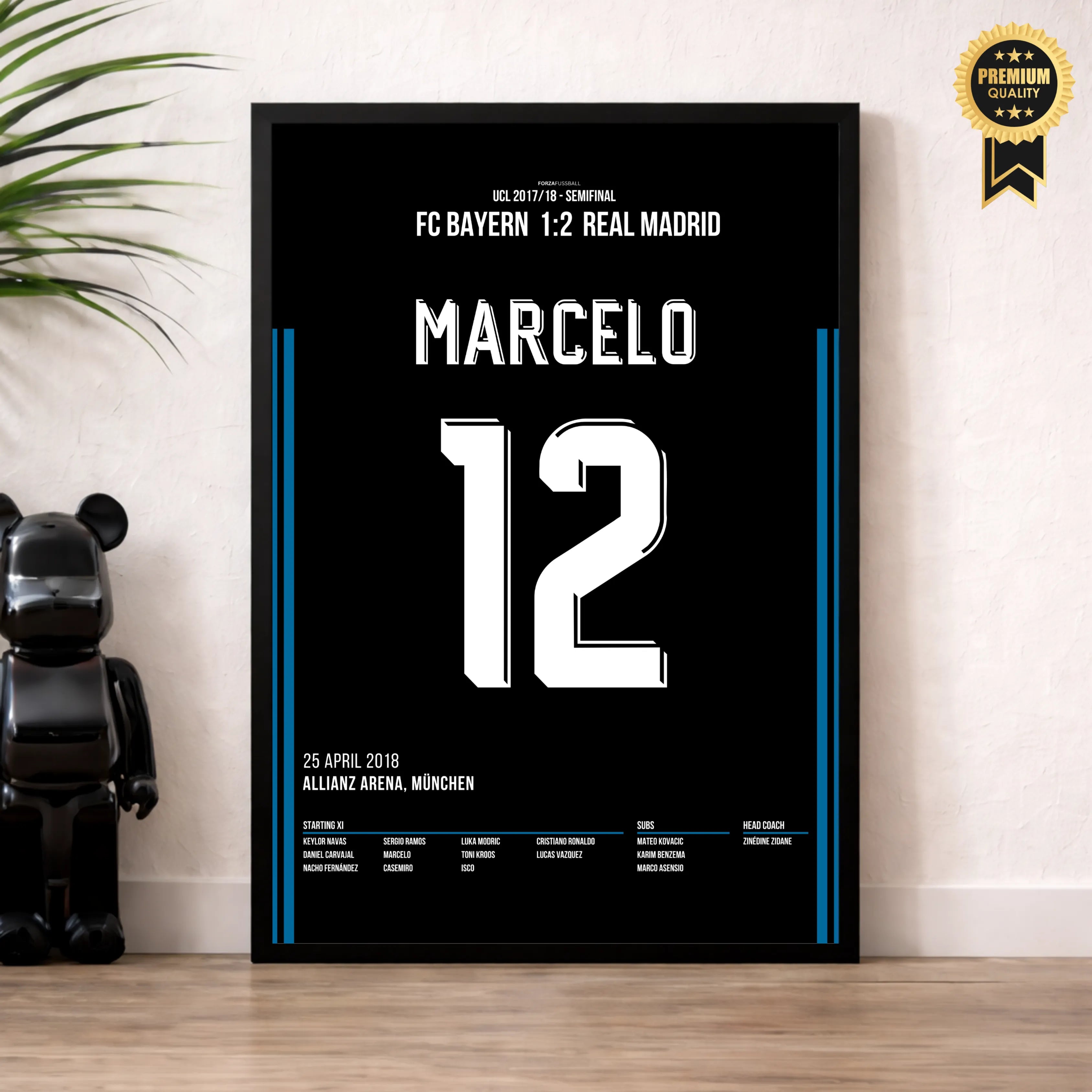 Marcelo Show in der Allianz Arena gegen die Bayern Fußball Poster mit Rahmen