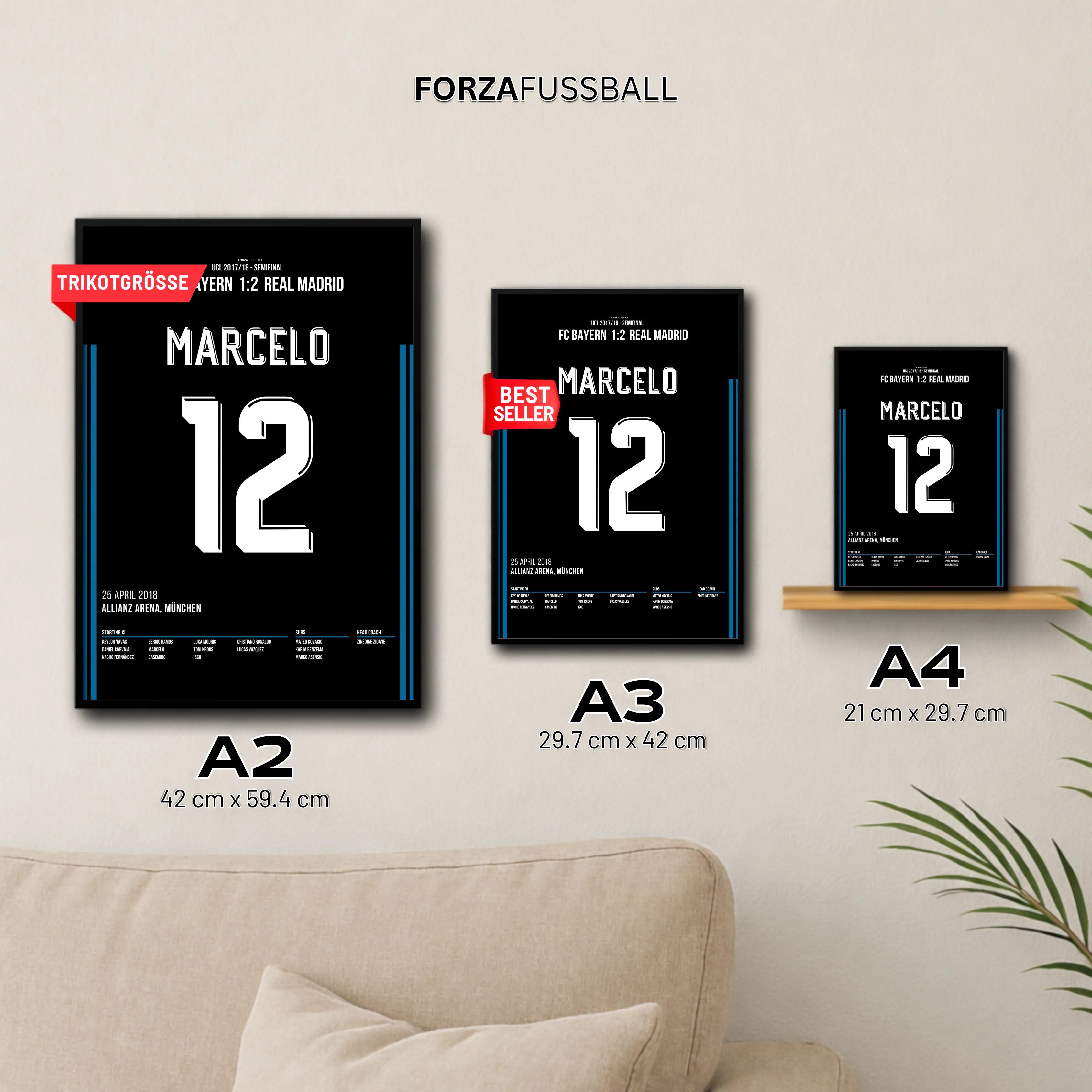 Marcelo Show in der Allianz Arena gegen die Bayern Fußball Poster mit Rahmen