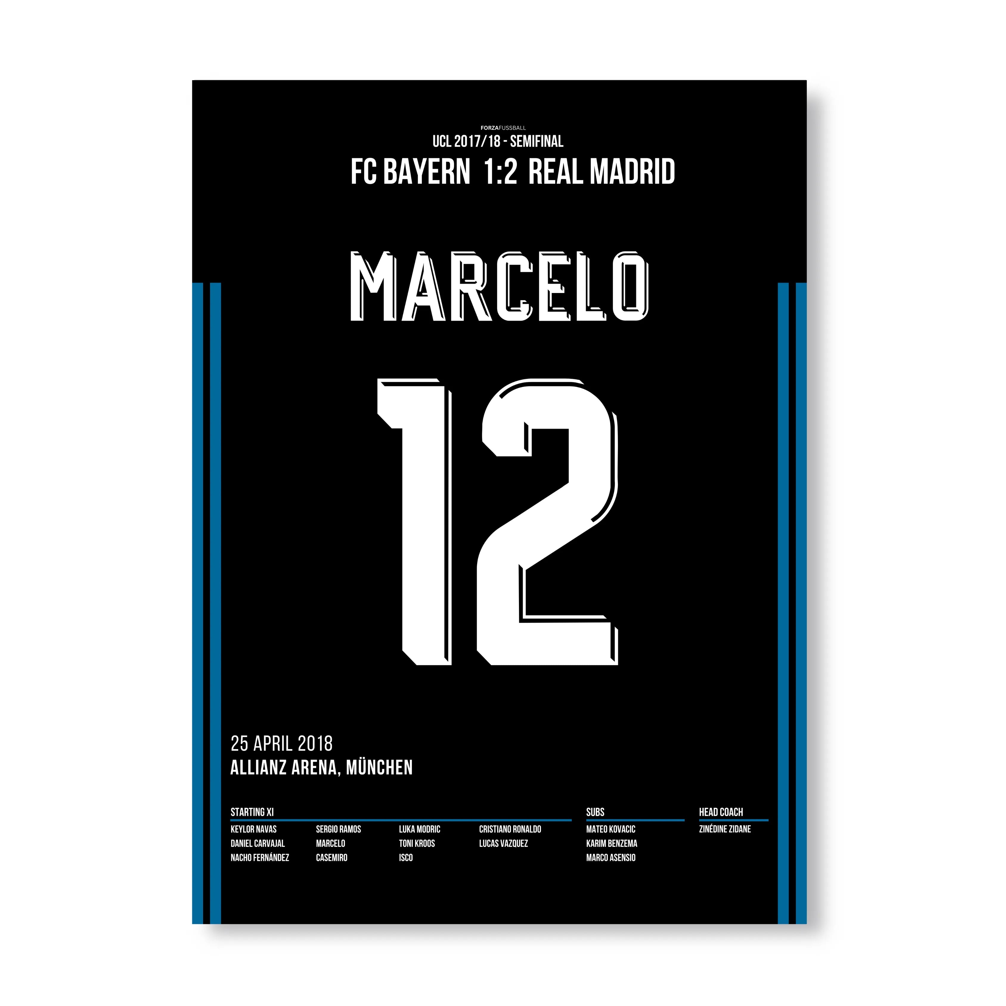 Marcelo Show in der Allianz Arena gegen die Bayern Fußball Poster mit Rahmen