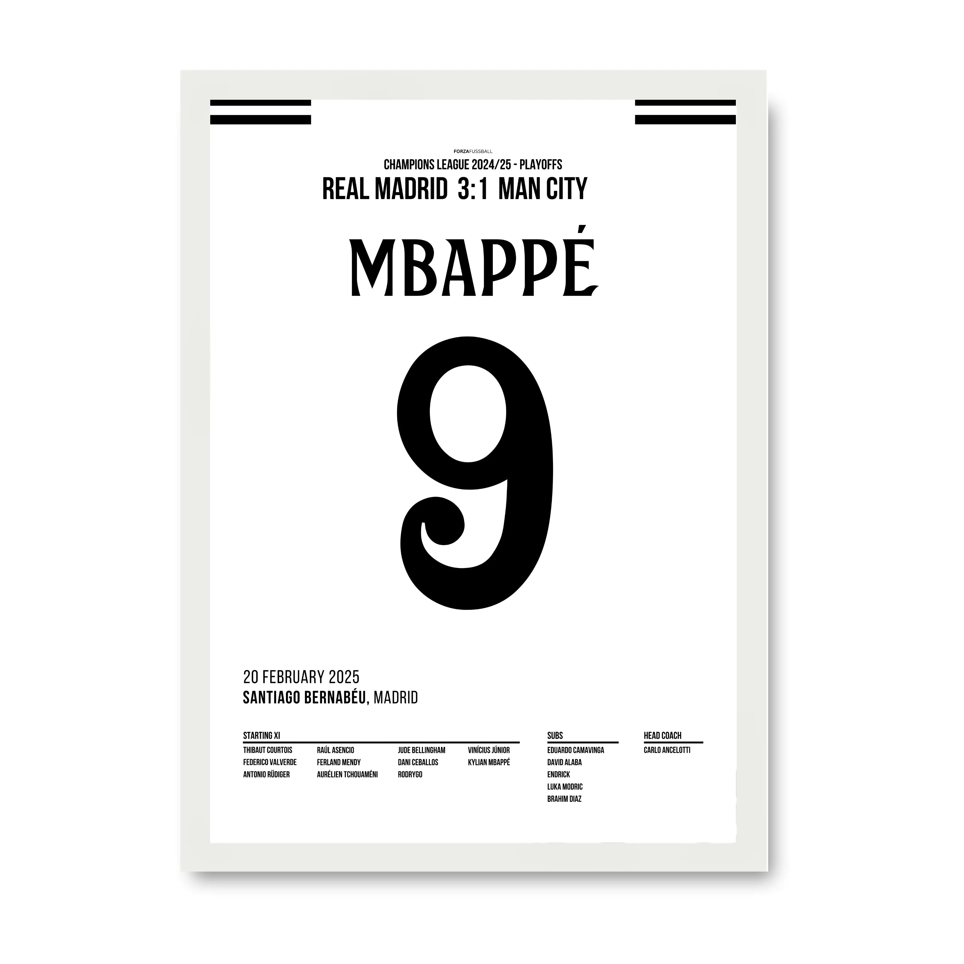 Mbappé mit lupenreinen Hattrick gegen Man City Fußball Poster mit Rahmen