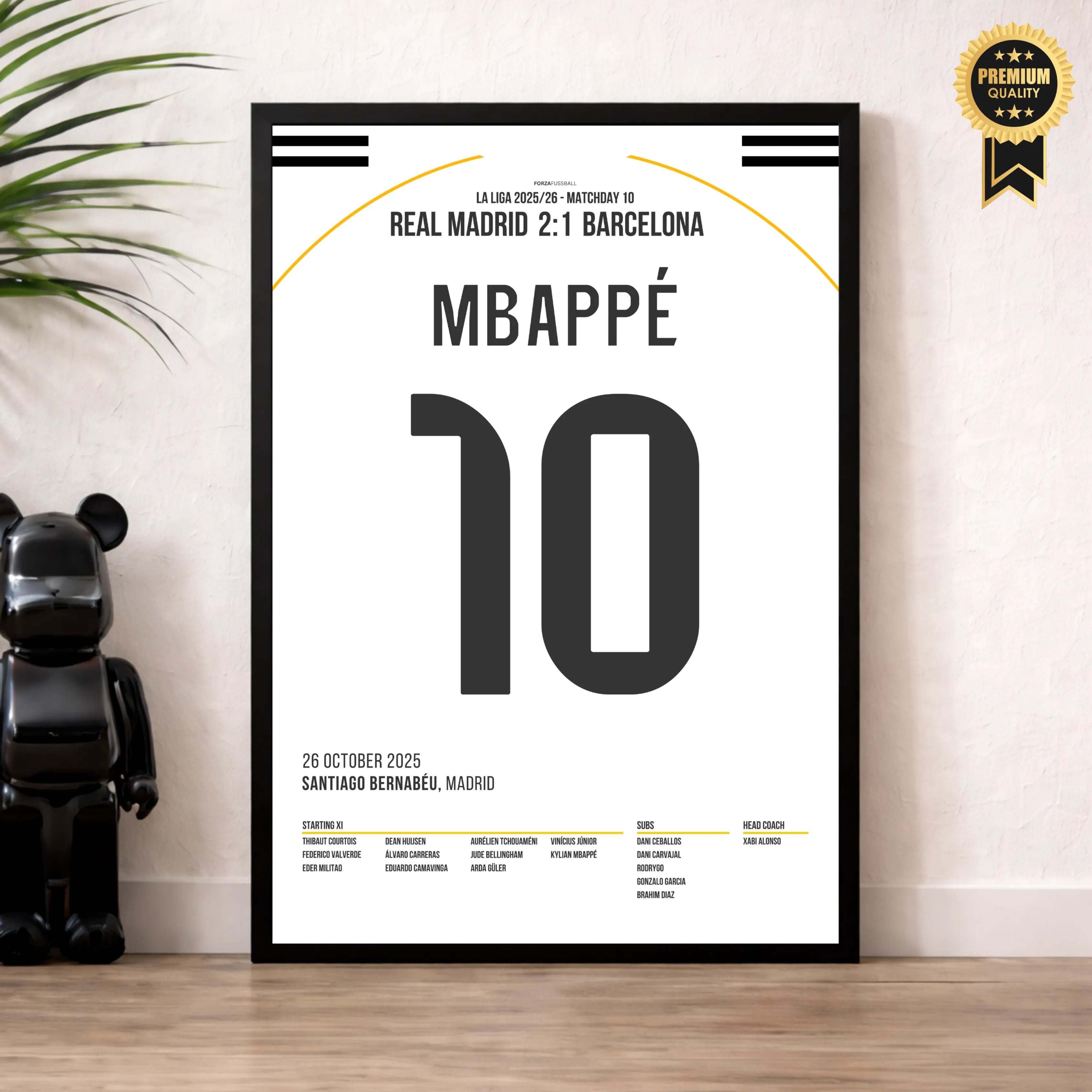 Kylian Mbappe und Real Madrid dominieren Barca Fußball Poster mit Rahmen