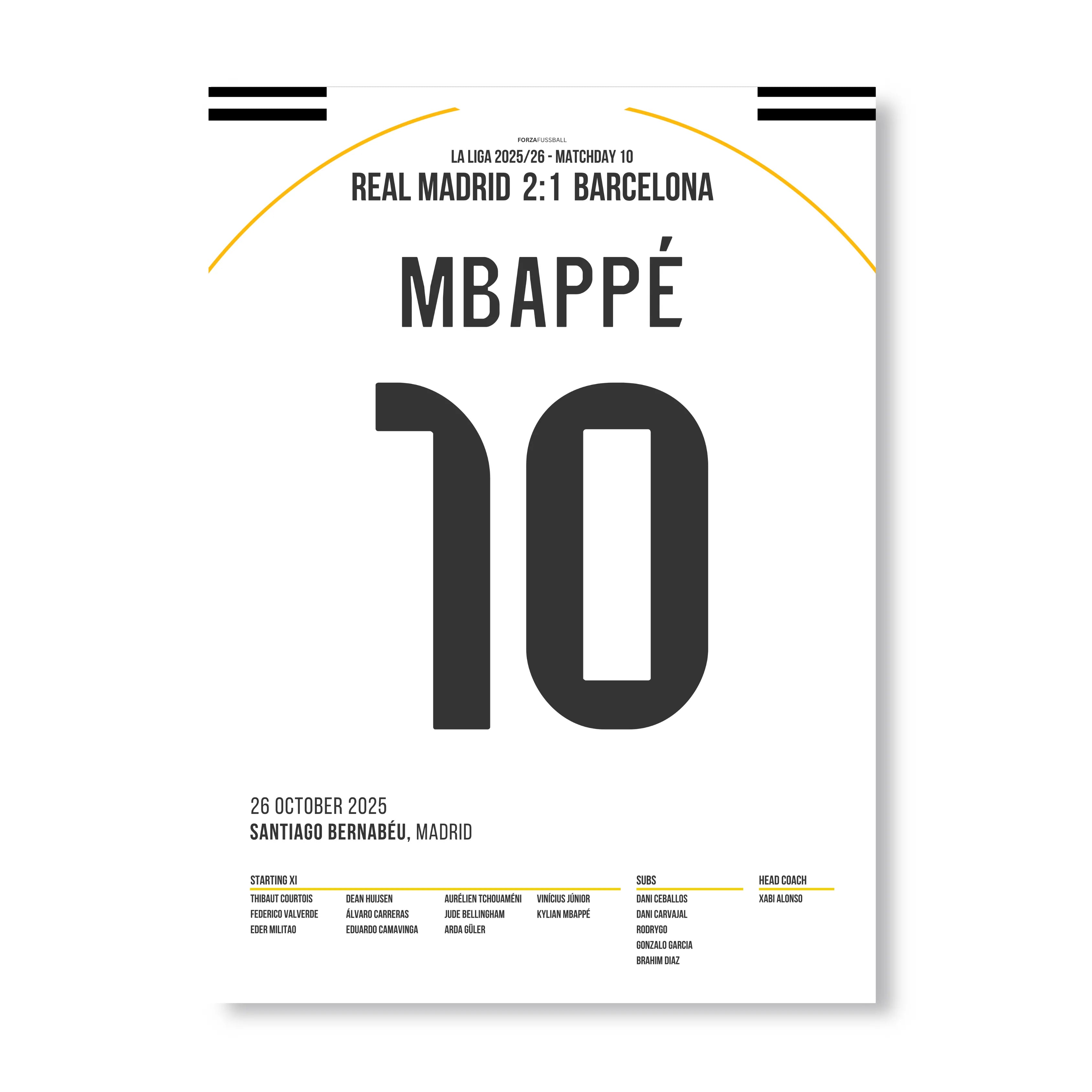 Kylian Mbappe und Real Madrid dominieren Barca Fußball Poster mit Rahmen