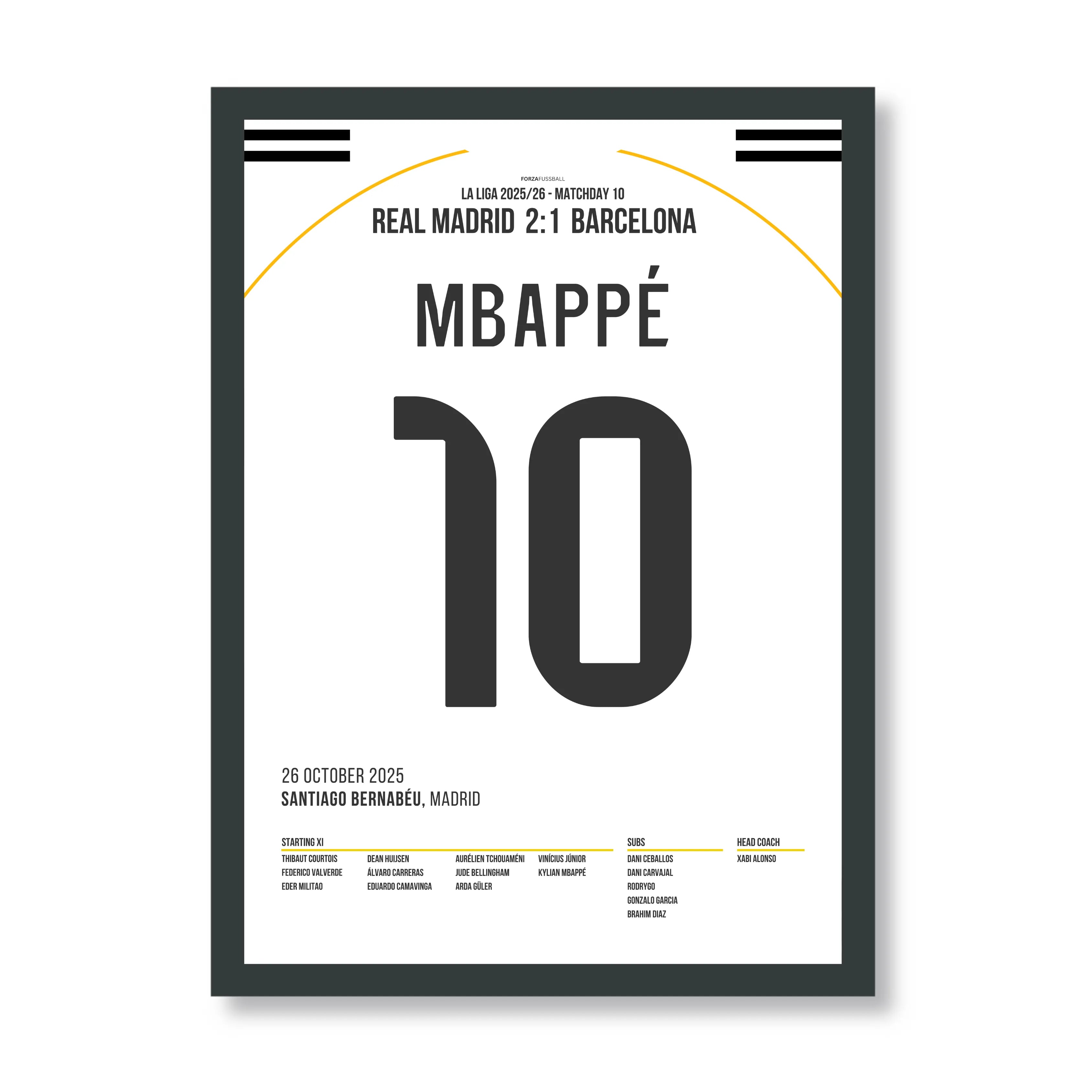 Kylian Mbappe und Real Madrid dominieren Barca Fußball Poster mit Rahmen