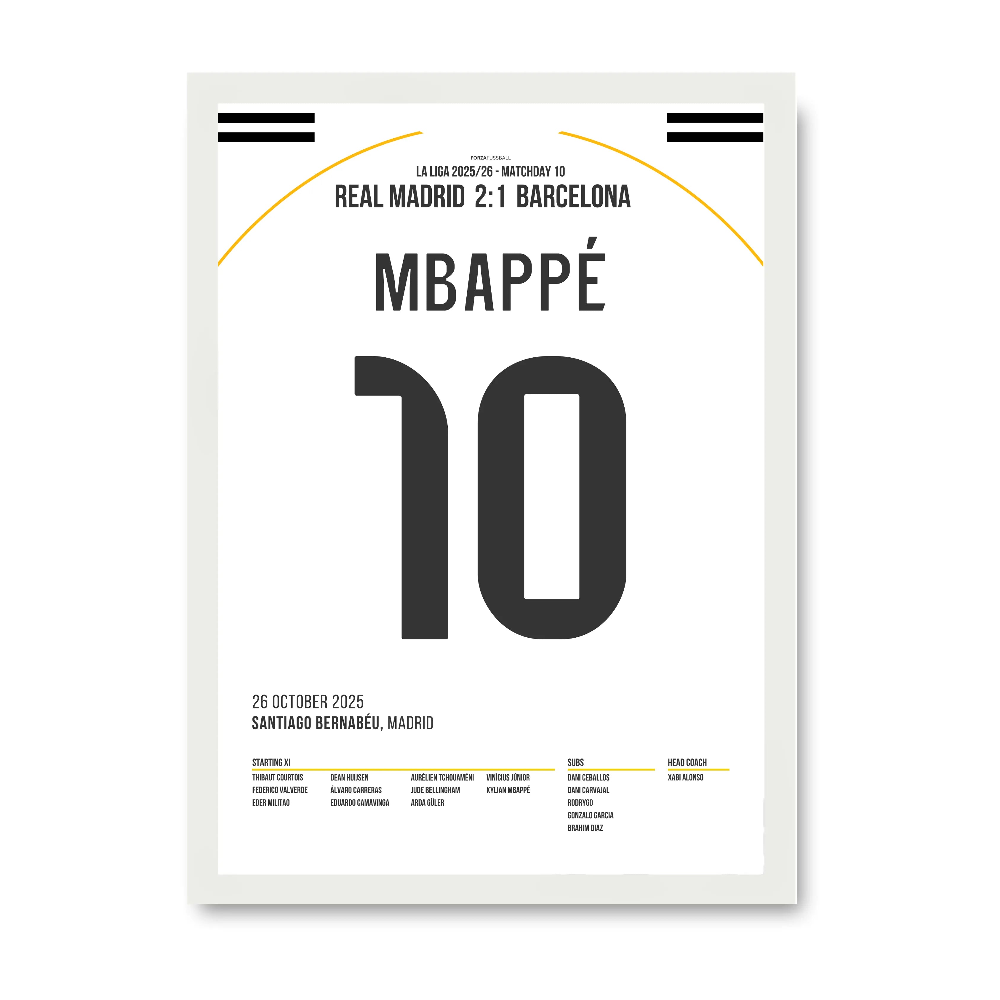 Kylian Mbappe und Real Madrid dominieren Barca Fußball Poster mit Rahmen