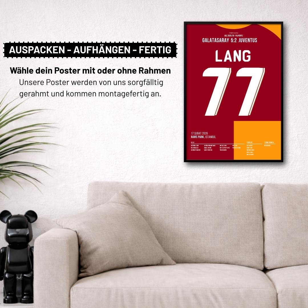Noa Lang´s Doppelpack gegen Juventus Fußball Poster mit Rahmen