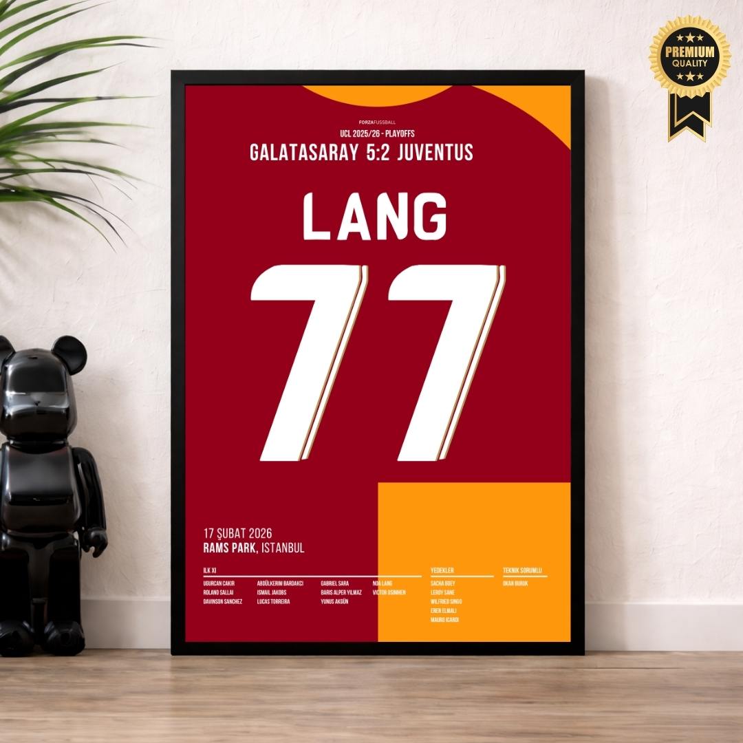 Noa Lang´s Doppelpack gegen Juventus Fußball Poster mit Rahmen