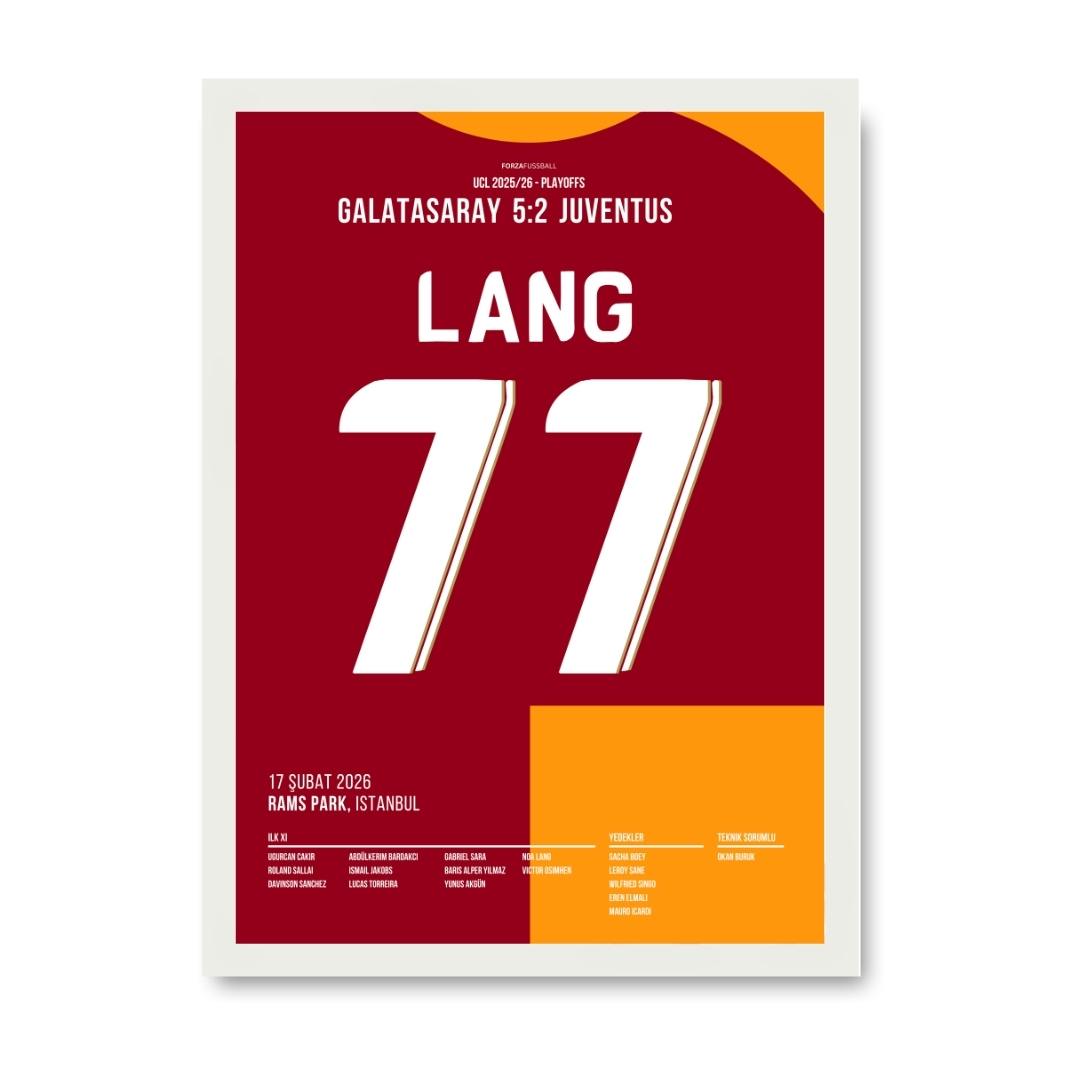 Noa Lang´s Doppelpack gegen Juventus Fußball Poster mit Rahmen