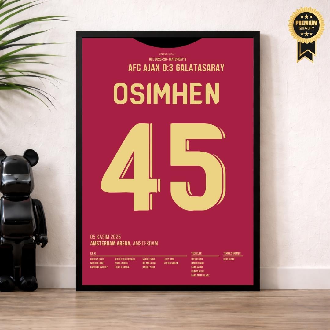 Victor Osimhens Hattrick-Gala in Amsterdam Fußball Poster mit Rahmen