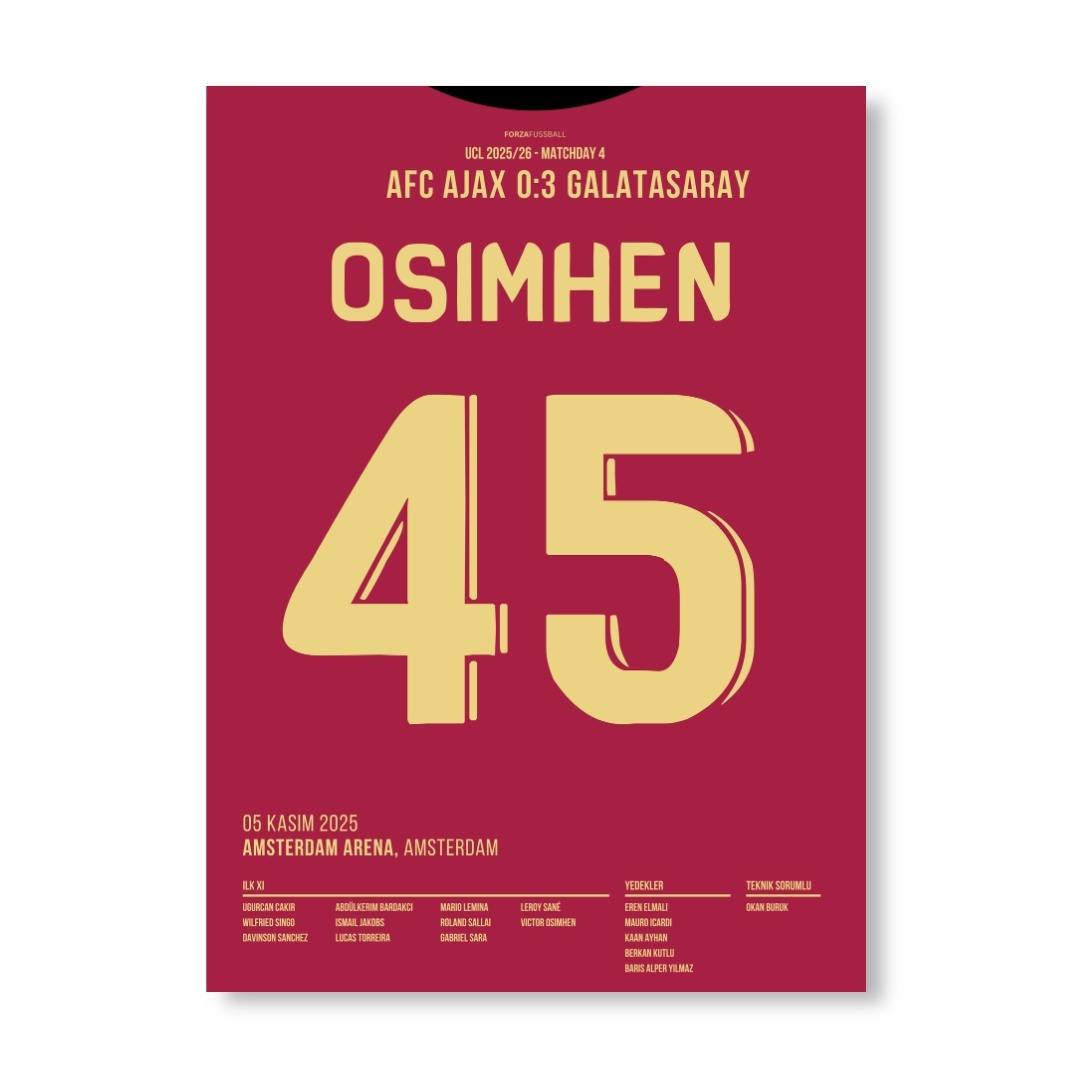Victor Osimhens Hattrick-Gala in Amsterdam Fußball Poster mit Rahmen