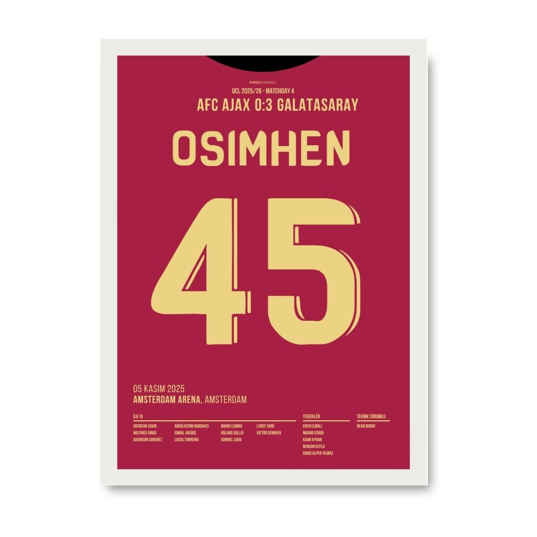 Victor Osimhens Hattrick-Gala in Amsterdam Fußball Poster mit Rahmen