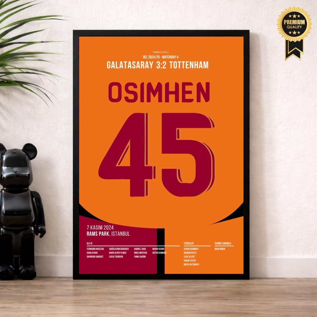 Osimhen´s Doppelpack gegen Tottenham Fußball Poster mit Rahmen