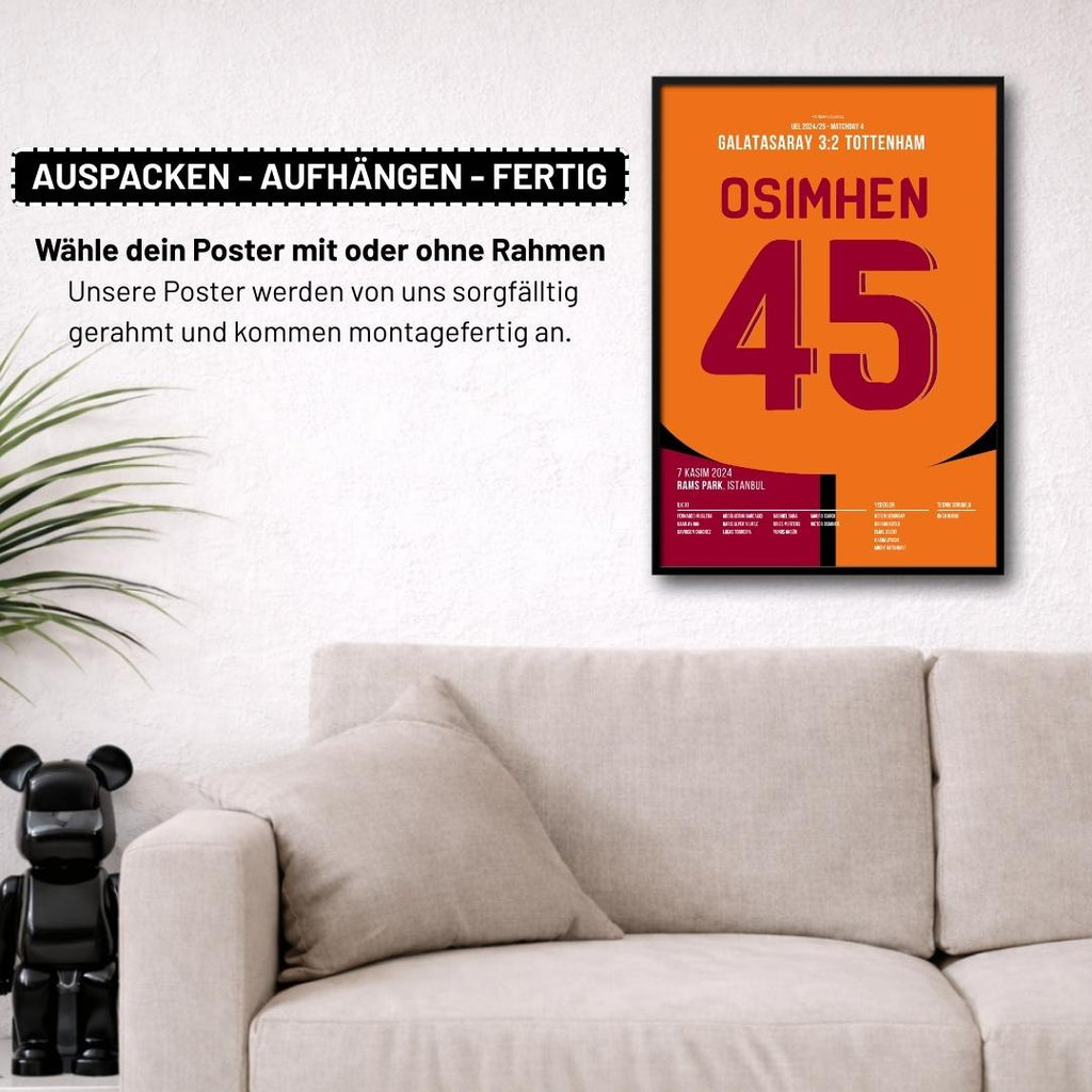 Osimhen´s Doppelpack gegen Tottenham Fußball Poster mit Rahmen