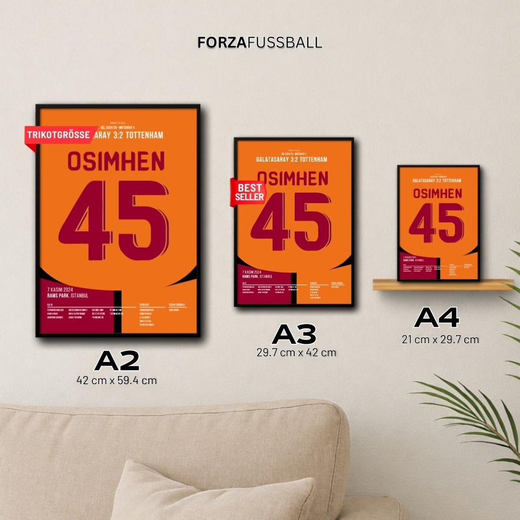 Osimhen´s Doppelpack gegen Tottenham Fußball Poster mit Rahmen