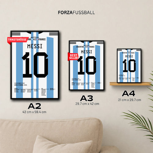 Messi krönt sich zum Weltmeister 2022 Fußball Poster mit Rahmen