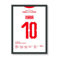 Granit Xhaka packt den Hammer aus gegen Serbien Fußball Poster mit Rahmen