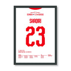 Shaqiri's last Minute Siegtreffer gegen Serbien bei der WM 2018 Fußball Poster mit Rahmen