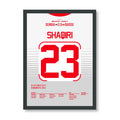 Shaqiri trifft schon wieder gegen Serbien bei der WM 2022 Fußball Poster mit Rahmen
