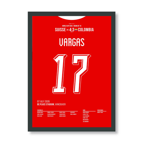 Rubèn Vargas trifft und führt die Schweiz ins WM Viertelfinale Fußball Poster mit Rahmen