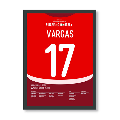 Rubèn Vargas schießt die Schweiz sehenswert zum Sieg gegen Italien Fußball Poster mit Rahmen