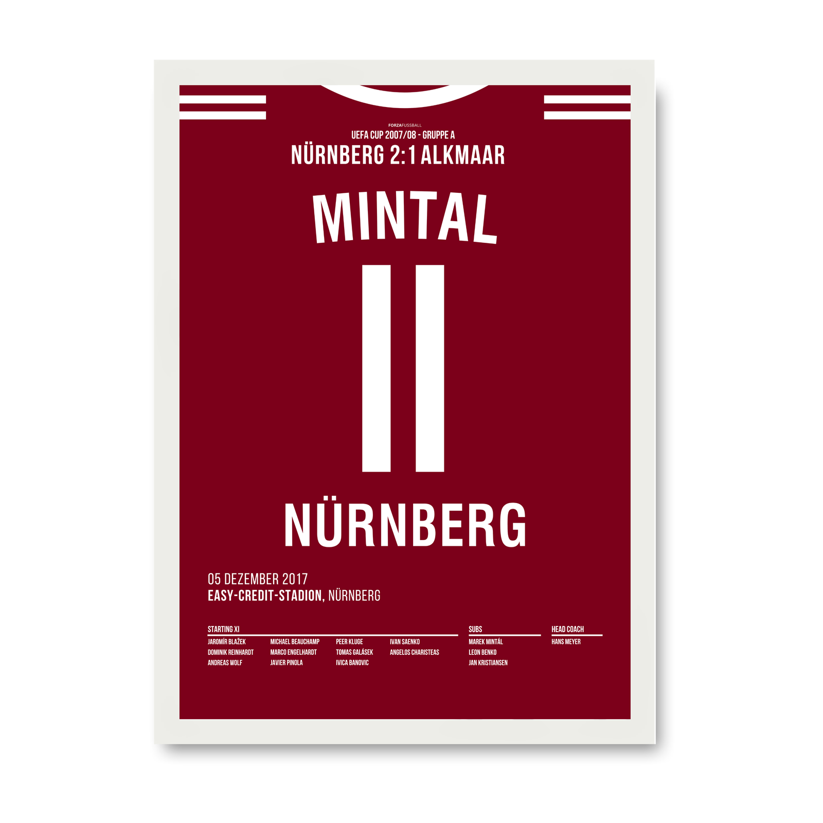 Marek Mintal dreht das UEFA Cup Spiel gegen Alkmaar 2007