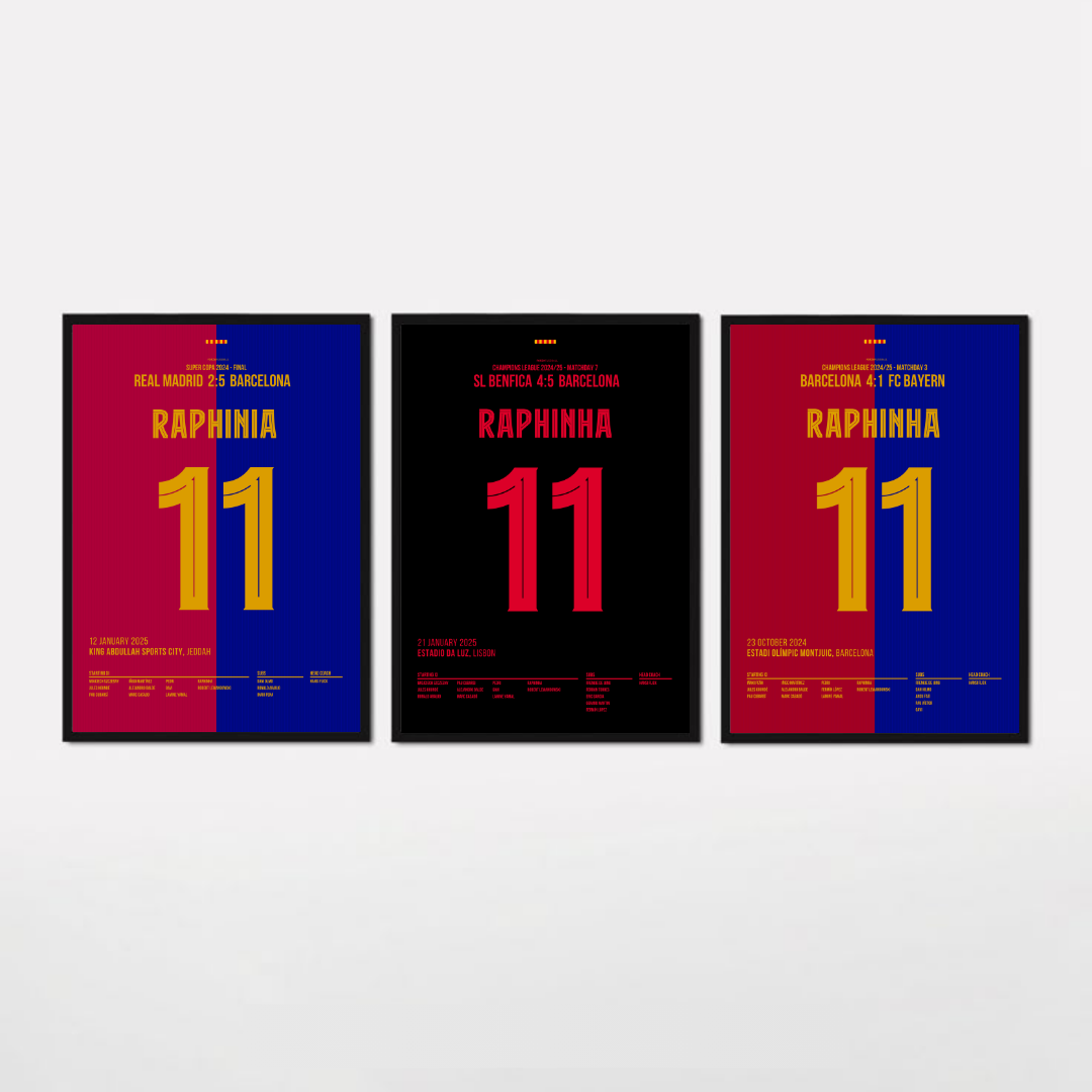 Raphinia Barca 2024/25 Bundle Fußball Poster mit Rahmen