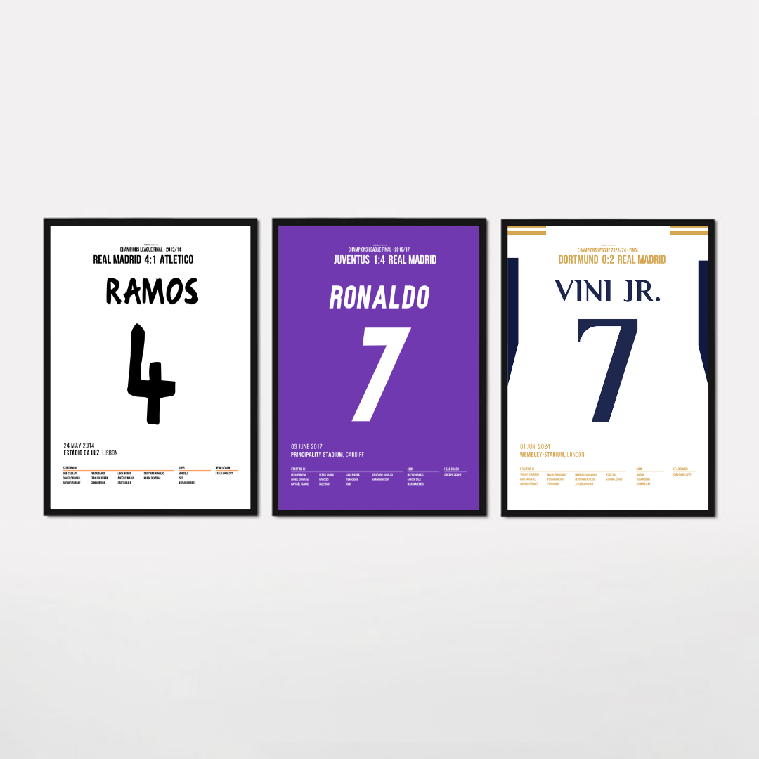 Real Madrid UCL Final Hero Bundle Fußball Poster mit Rahmen
