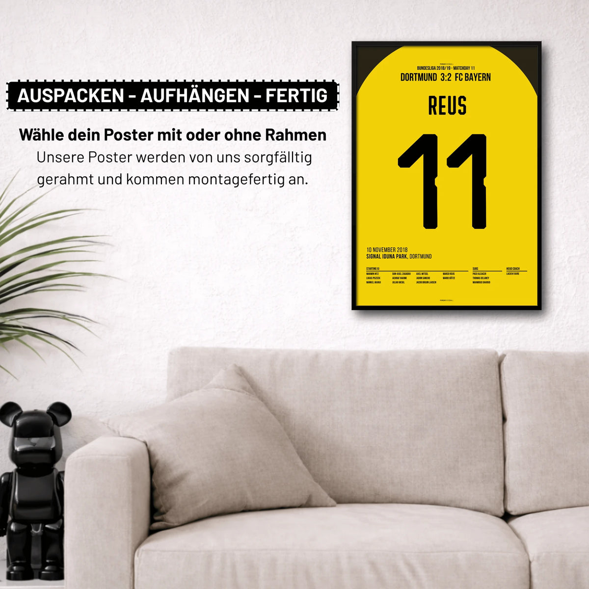 Poster kommt fertig gerahmt und montagefertig an