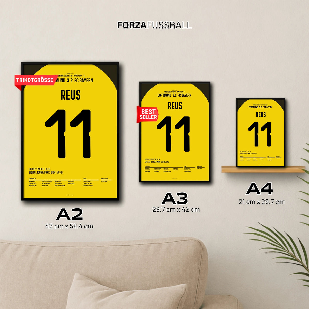 Marco Reus Dortmund Poster – Tor gegen Bayern, in A2, A3 und A4