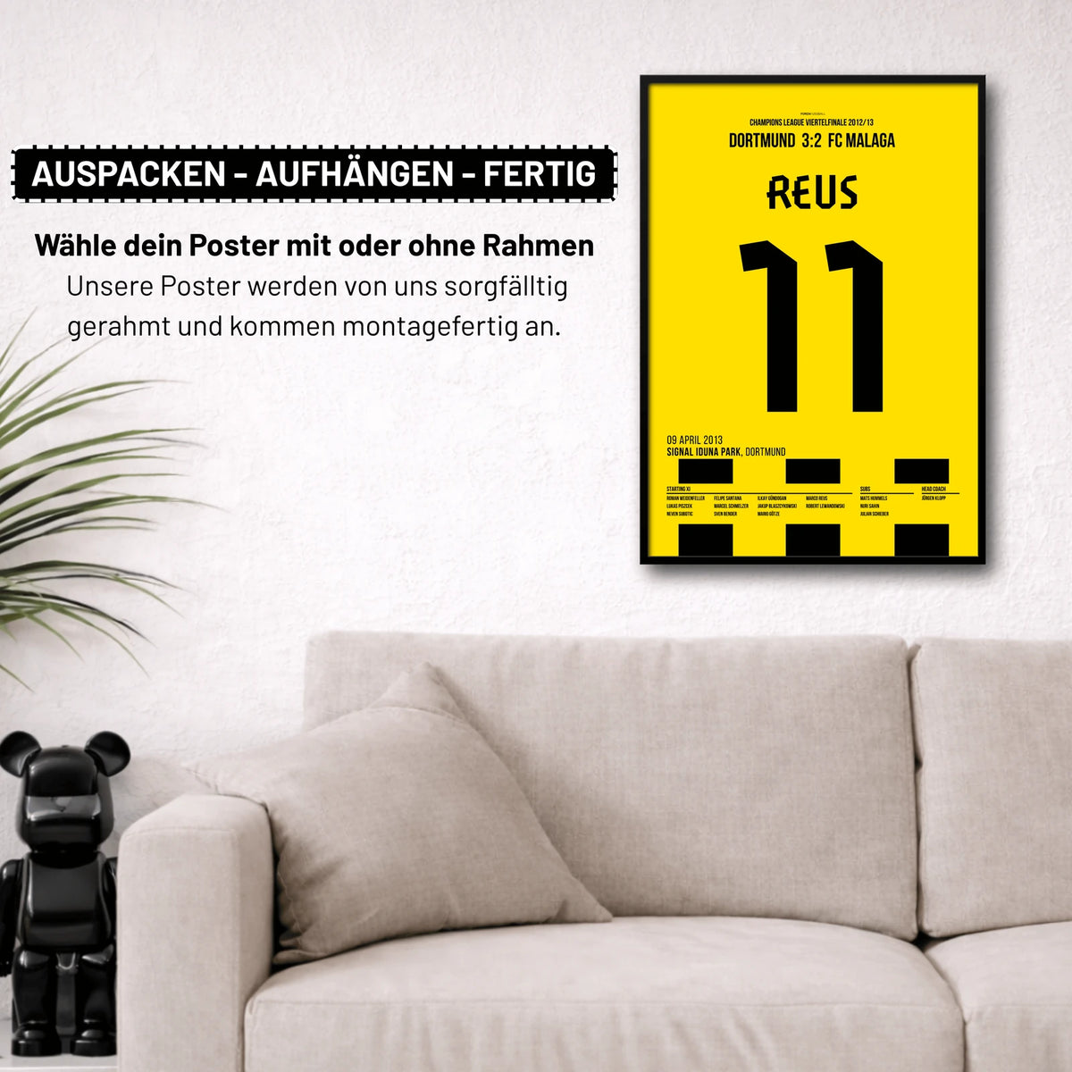 Poster kommt fertig gerahmt und montagefertig an