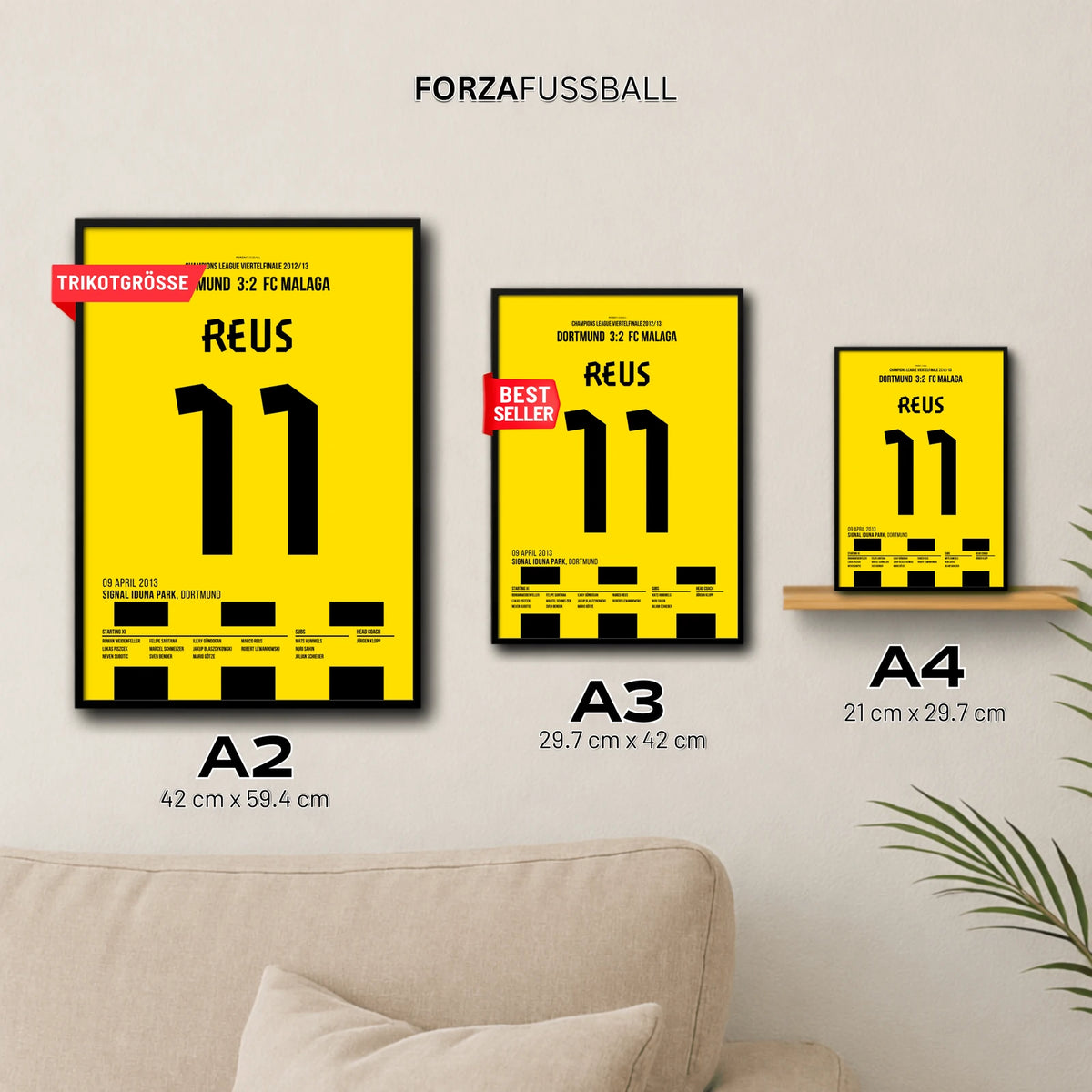 Marco Reus Dortmund Poster – Spiel seines Lebens gegen Malaga, in A2, A3 und A4