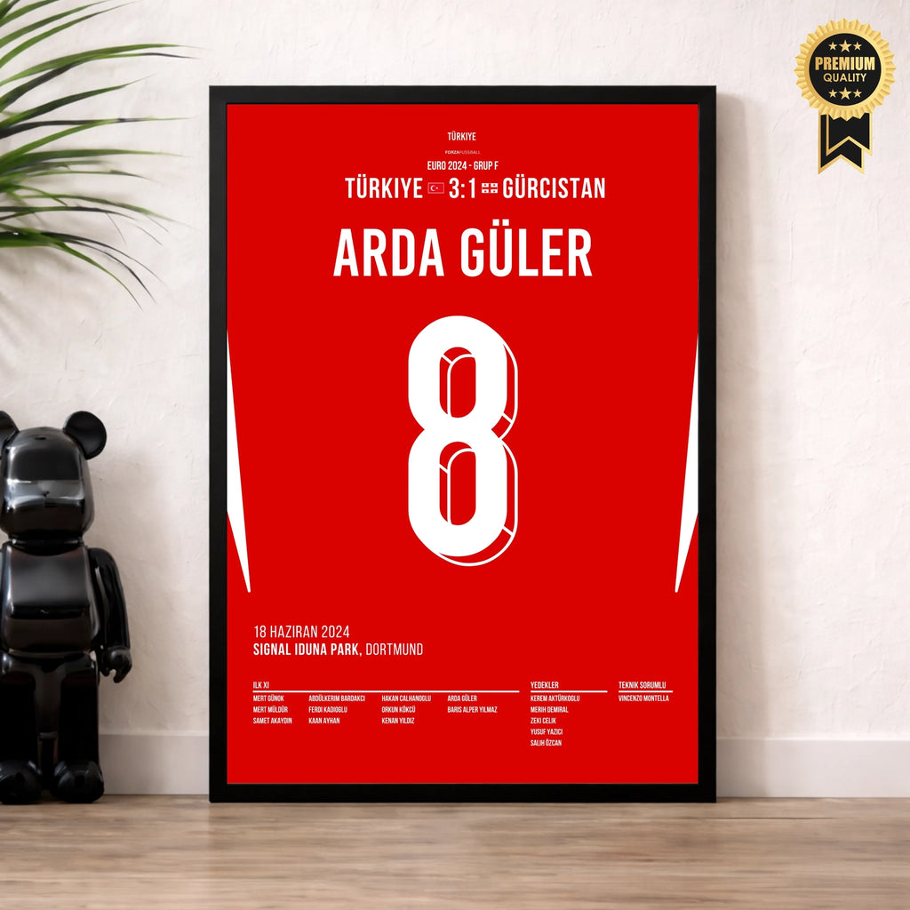 Arda Güler mit Traumtor gegen Georgien bei der EM 24 Fußball Poster mit Rahmen