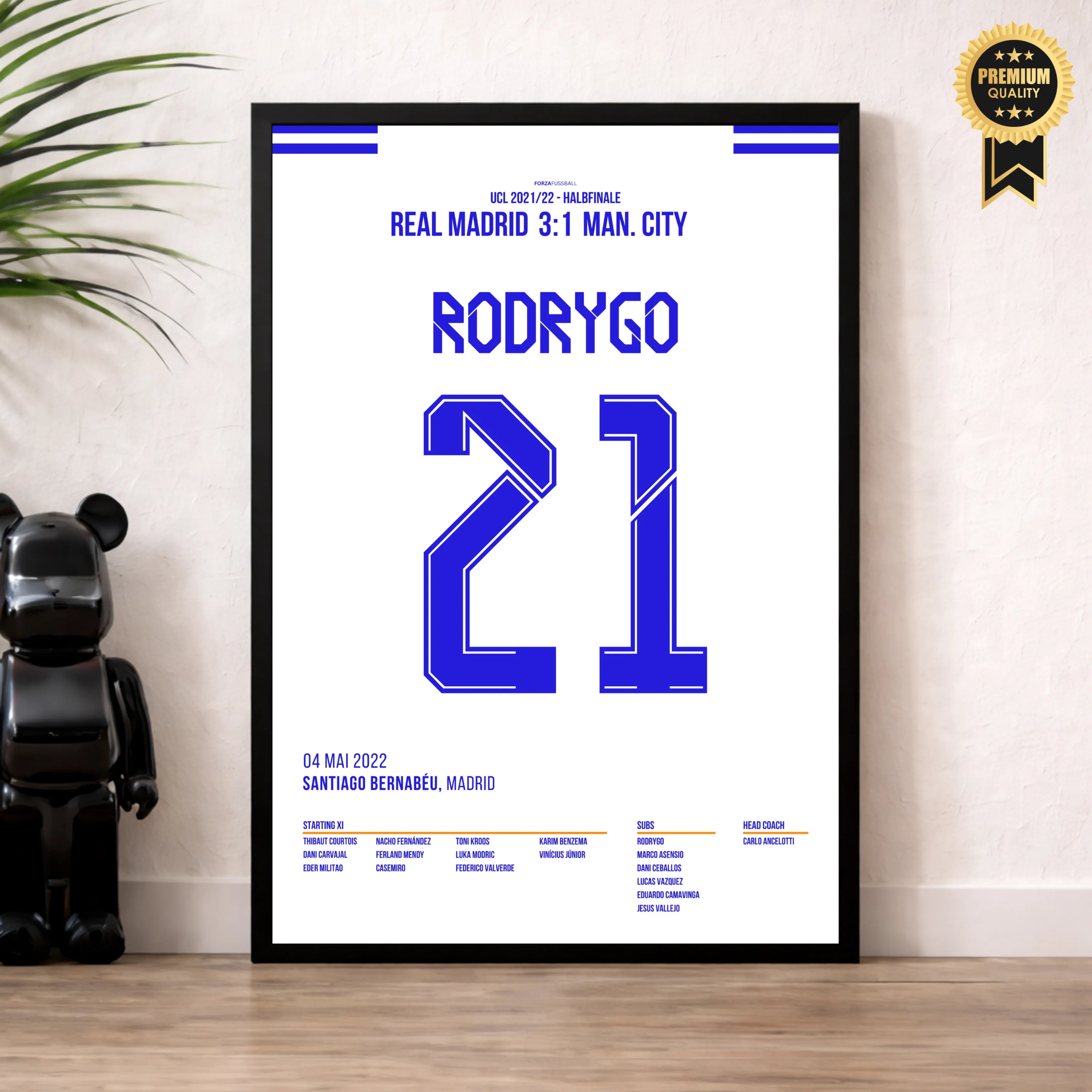 Rodrygo dreht das Spiel gegen Man City in 2 Minuten Fußball Poster mit Rahmen