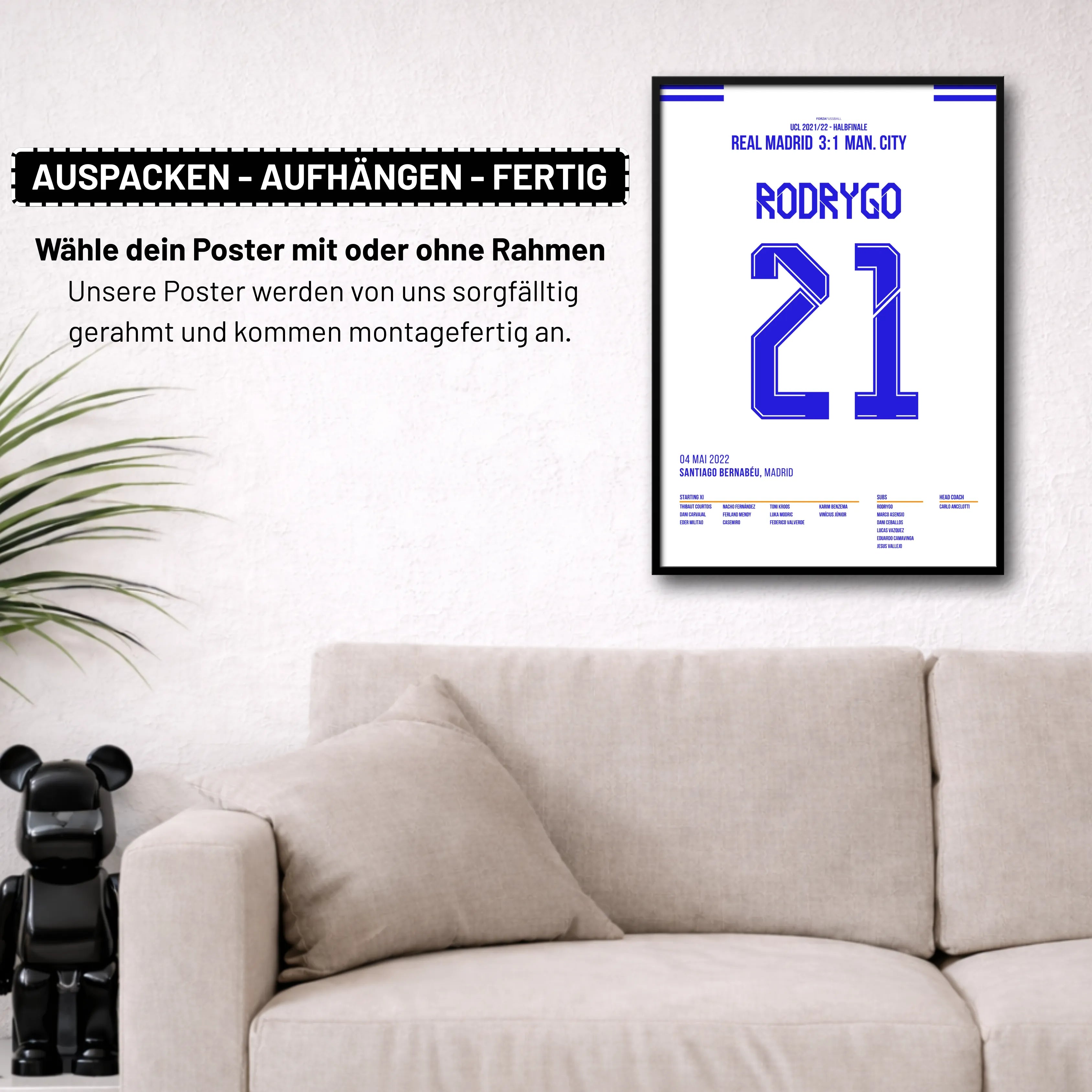 Rodrygo dreht das Spiel gegen Man City in 2 Minuten Fußball Poster mit Rahmen