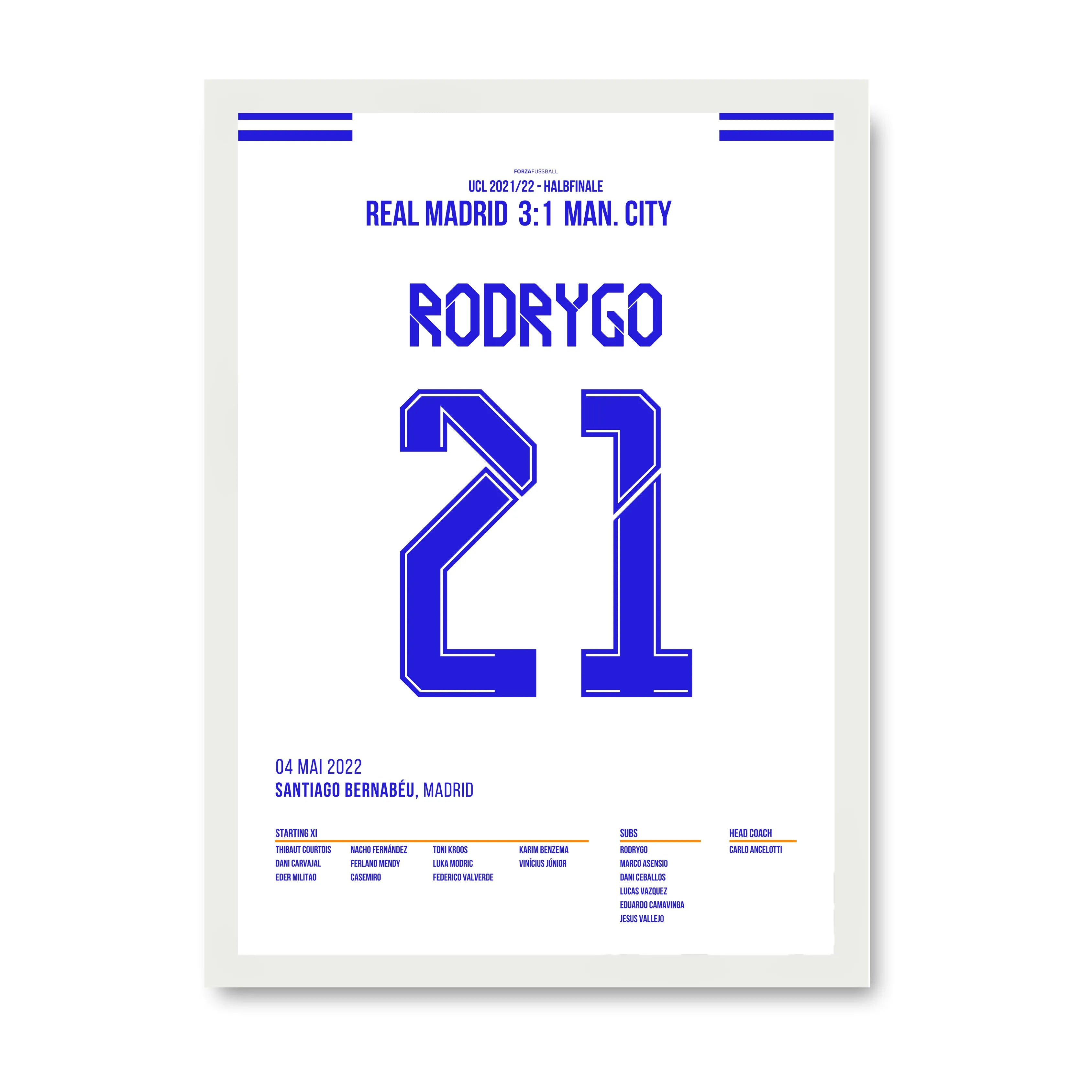 Rodrygo dreht das Spiel gegen Man City in 2 Minuten Fußball Poster mit Rahmen
