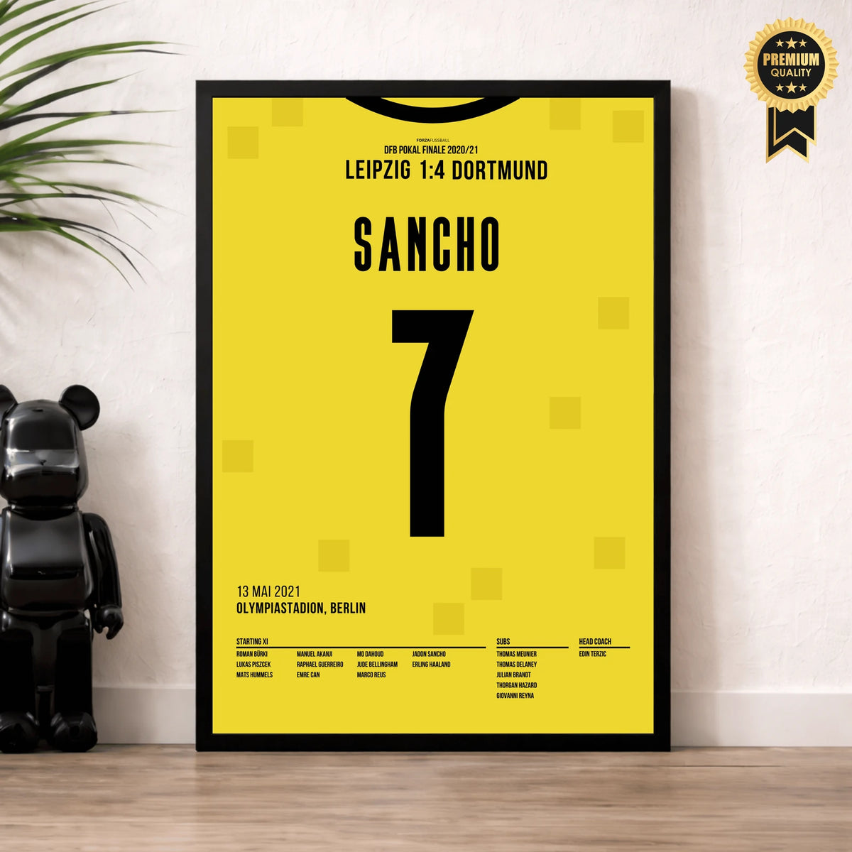 Jadon Sancho Dortmund Poster – Doppelpack zum DFB-Pokal-Sieg, im Wohnzimmer