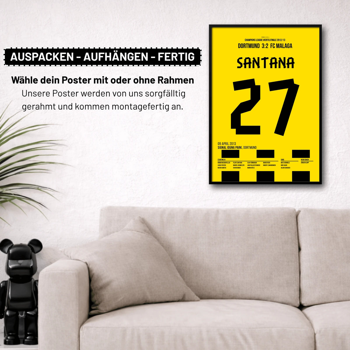 Poster kommt fertig gerahmt und montagefertig an