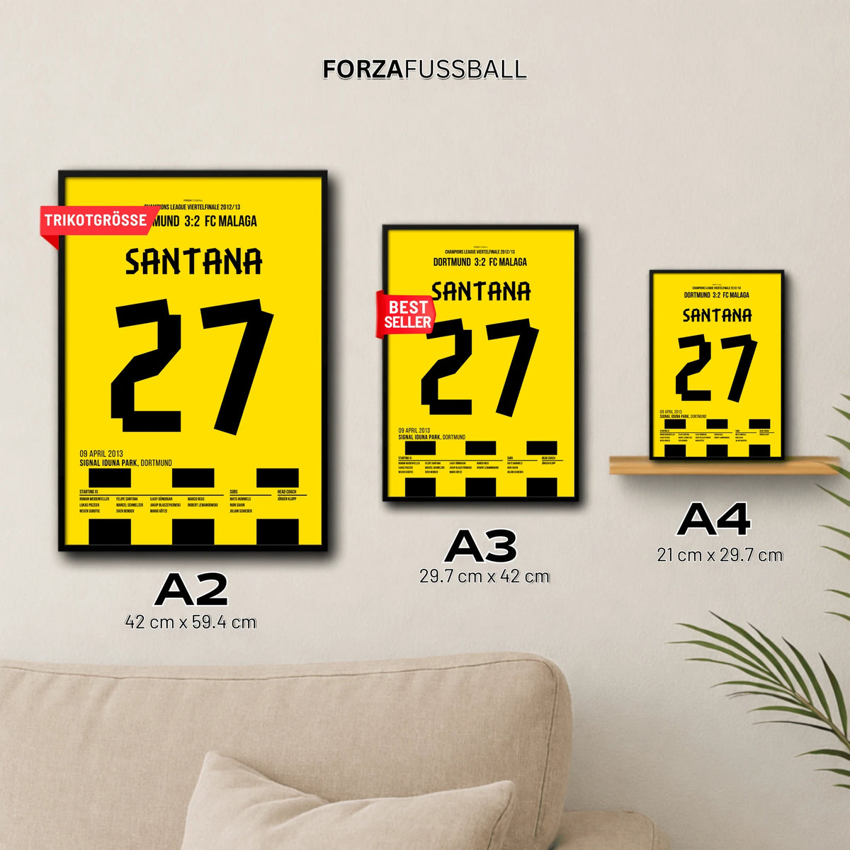 Felipe Santana Dortmund Poster – Siegtreffer gegen Malaga, in A2, A3 und A4