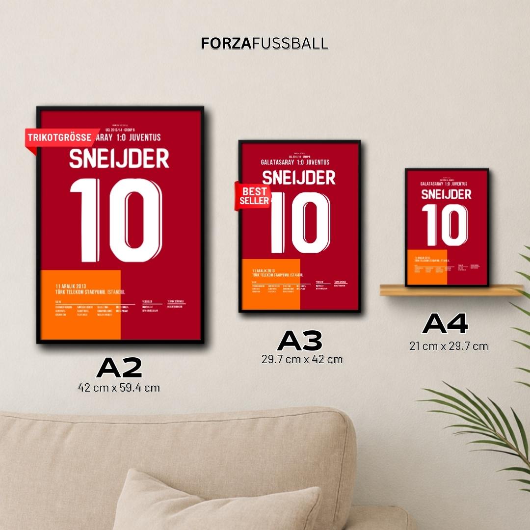 Sneijder wird zum Matchwinner in der Schneeschlacht gegen Juve Fußball Poster mit Rahmen