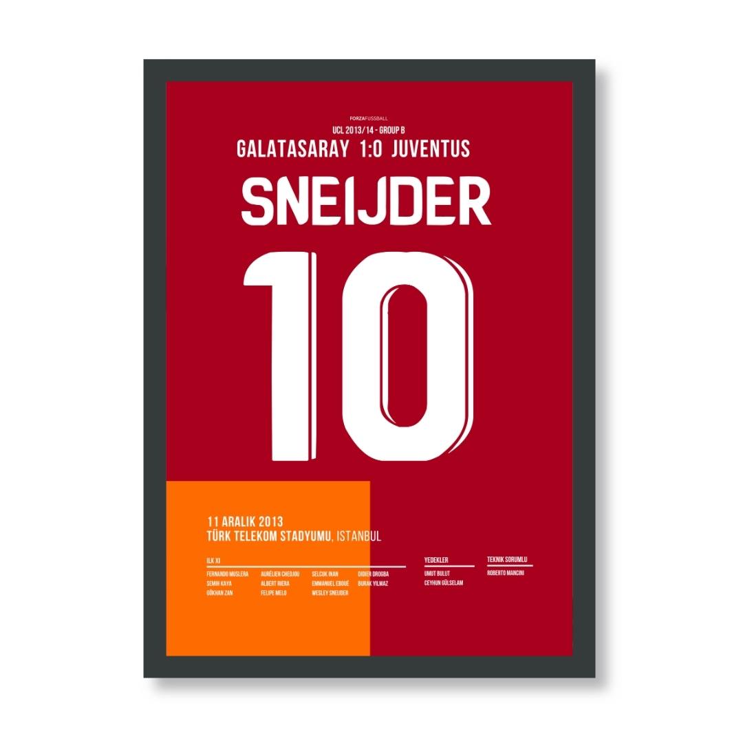 Sneijder wird zum Matchwinner in der Schneeschlacht gegen Juve Fußball Poster mit Rahmen