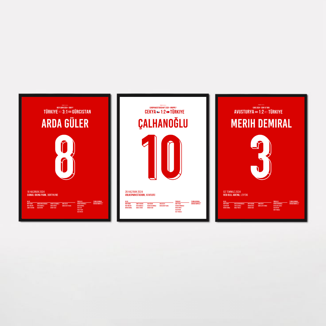 Türkei EM 2024 Bundle Fußball Poster mit Rahmen