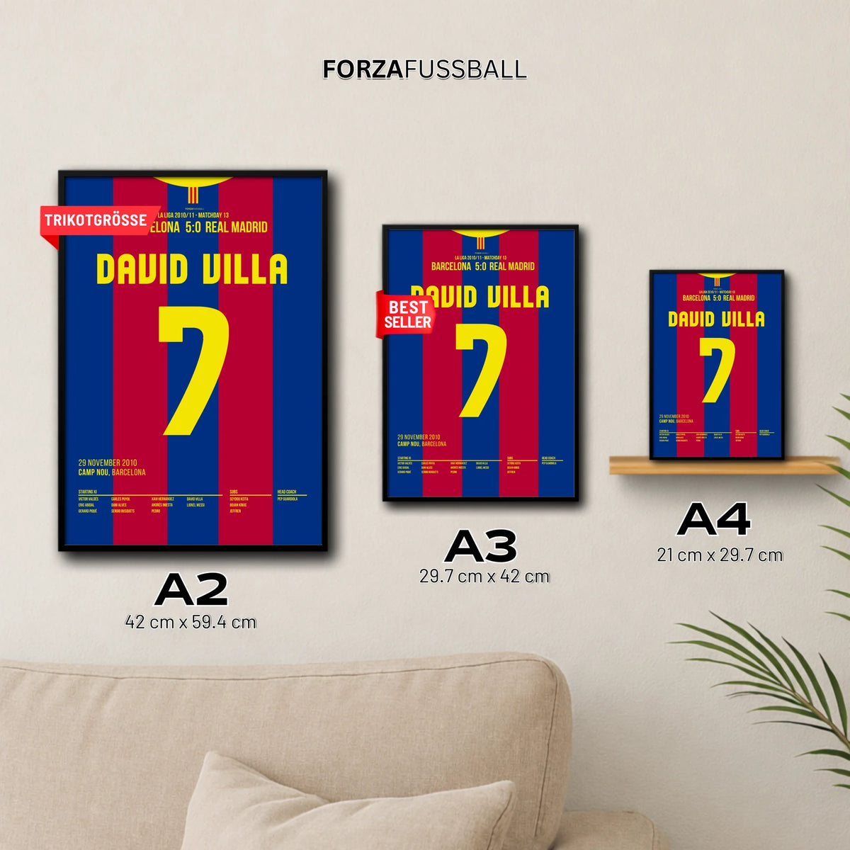 David Villa Barca Poster in A2, A3 und A4